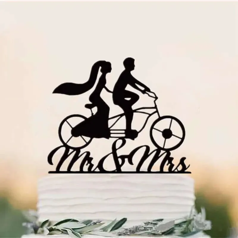 Acrylic Cycling Bicycle Style Wedding Cake Topper