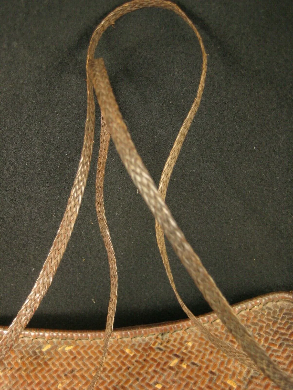 Antique Japanese  Chinese Showa Era (C. 1930) Bamboo Lidded Bag Kago Basket
