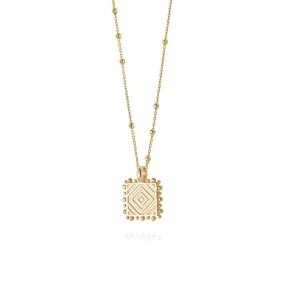 Artisan Square 18ct Gold Plated Necklace NN03_GP