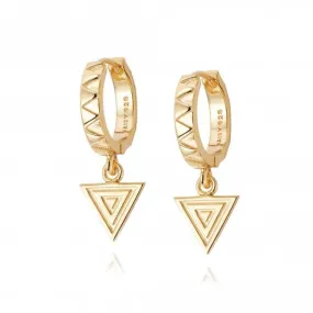 Artisan Stamped Drop Huggie 18ct Gold Plated Earrings NE03_GP