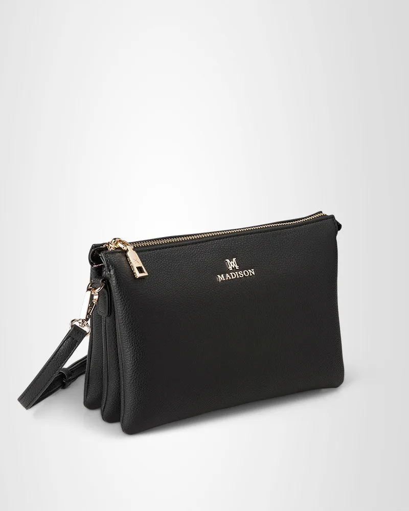 Avery 3 Compartment Crossbody Bag   Mid Length Chain Strap