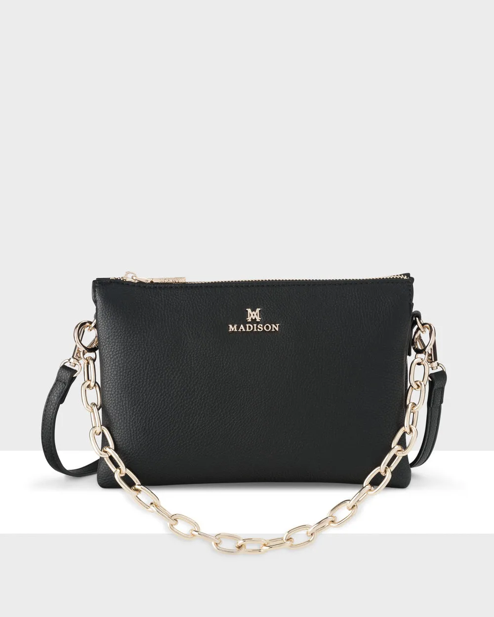 Avery 3 Compartment Crossbody Bag   Mid Length Chain Strap