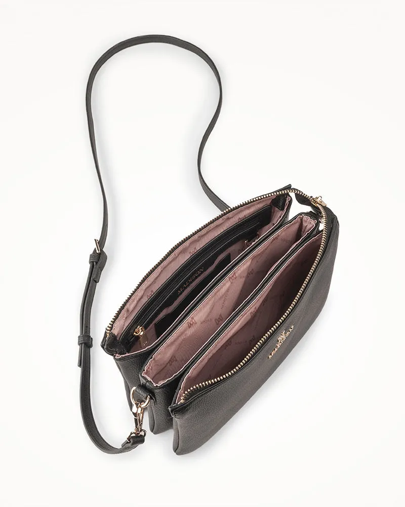Avery 3 Compartment Crossbody Bag   Mid Length Chain Strap