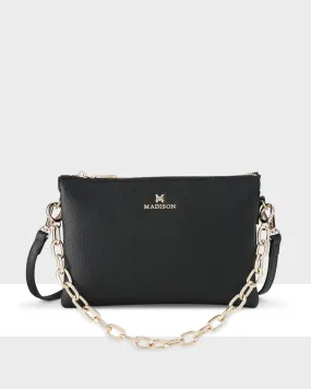 Avery 3 Compartment Crossbody Bag   Mid Length Chain Strap