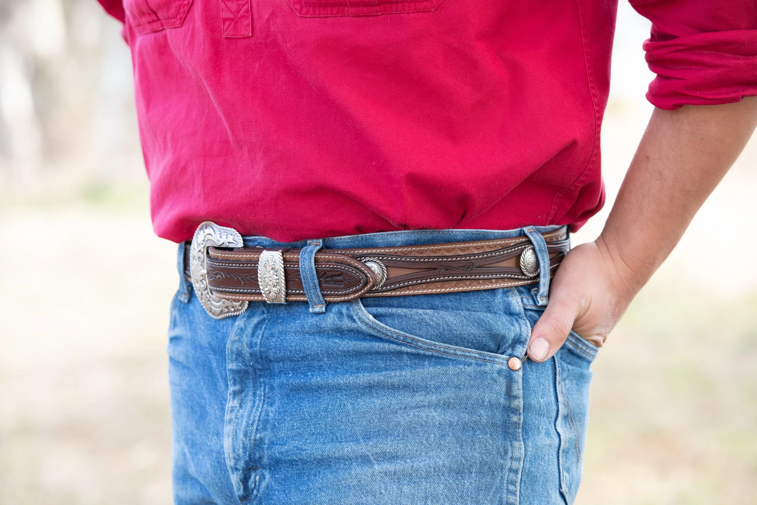 Barton Hand Carved Leather Belt