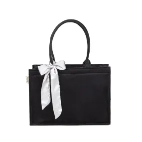 Black Knotted Velvet Tote Bag – Elegant & Eco-Friendly Handbag