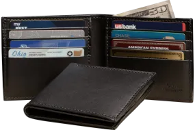 Black Premium Leather 8 Card Slot Bifold Wallet