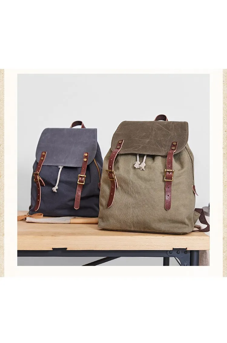 Canvas Mens Womens Backpack Green Travel Rucksack Satchel Backpack Canvas School Backpack for Men