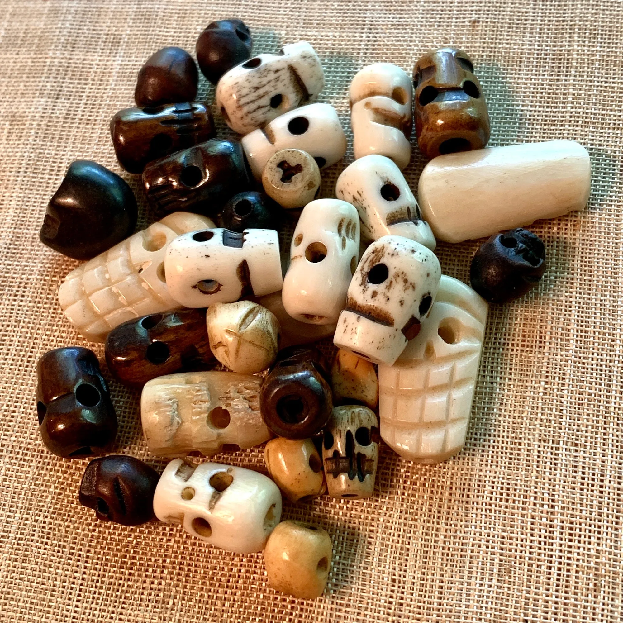 Carved Bone & Wood Skulls
