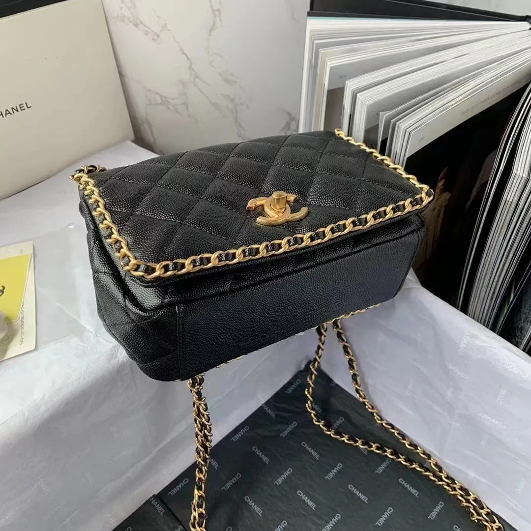 CHLFlapbag With Chain Black For Women, Women&#8217;s Bags 8.3in/21cm