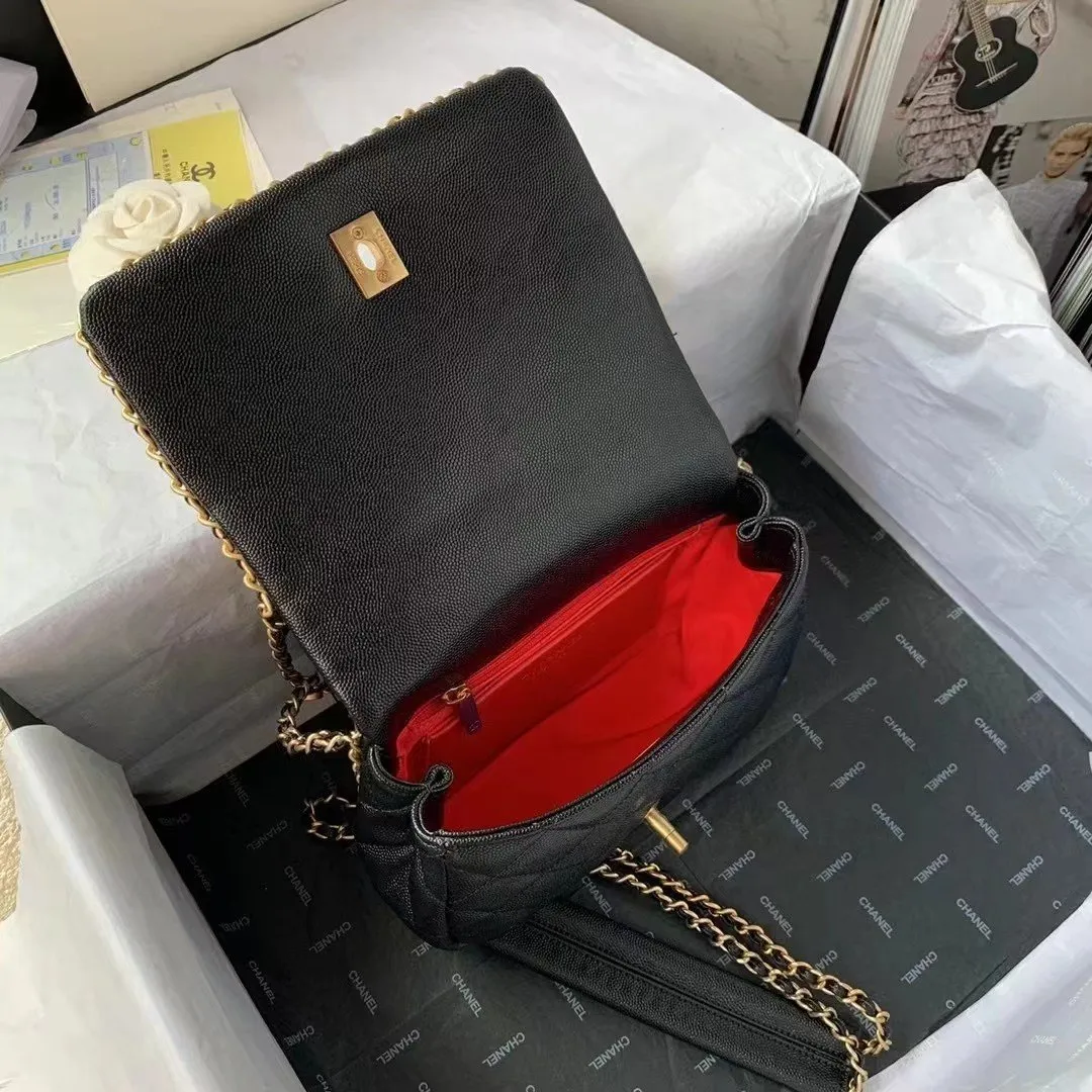 CHLFlapbag With Chain Black For Women, Women&#8217;s Bags 8.3in/21cm