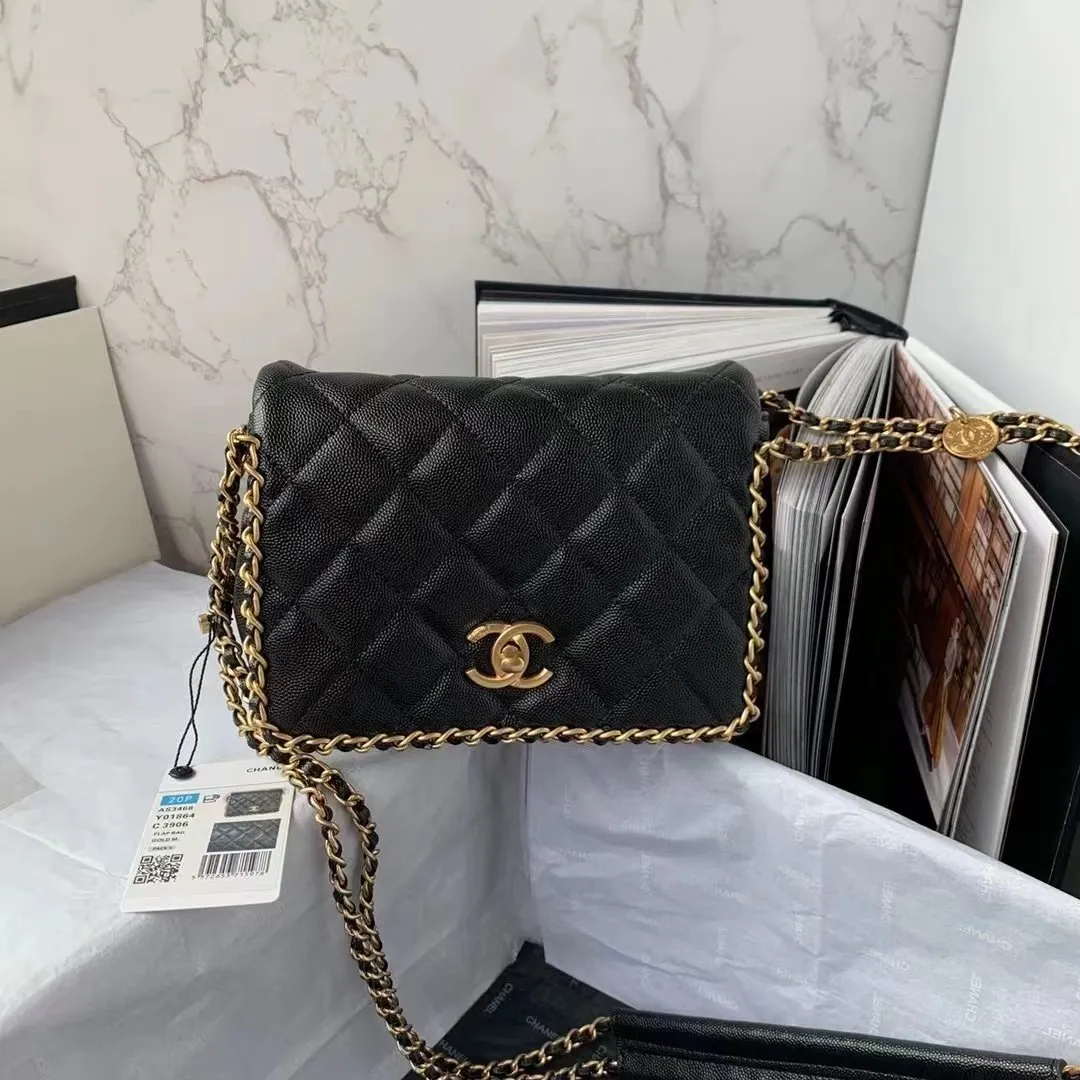 CHLFlapbag With Chain Black For Women, Women&#8217;s Bags 8.3in/21cm