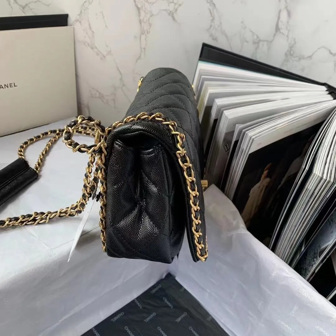CHLFlapbag With Chain Black For Women, Women&#8217;s Bags 8.3in/21cm