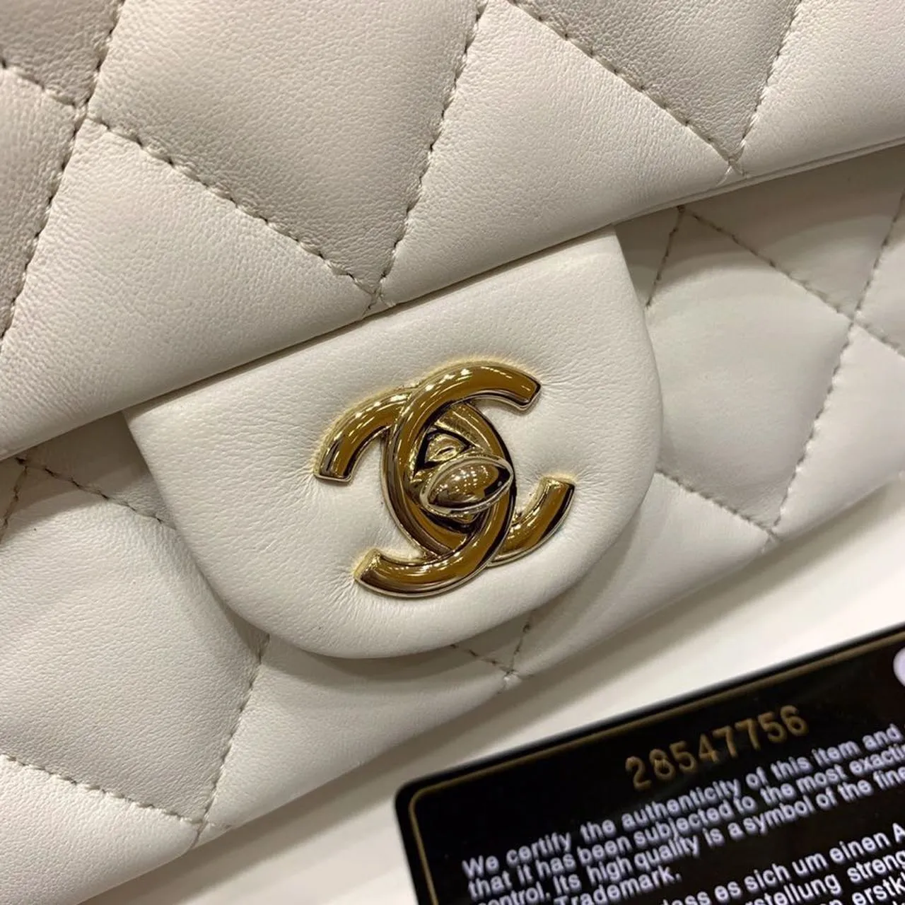 CHLSmall Pearl Logo Strap Flap Bag White For Women, Women&#8217;s Handbags, Shoulder And Crossbody Bags 7in/18cm AS1436