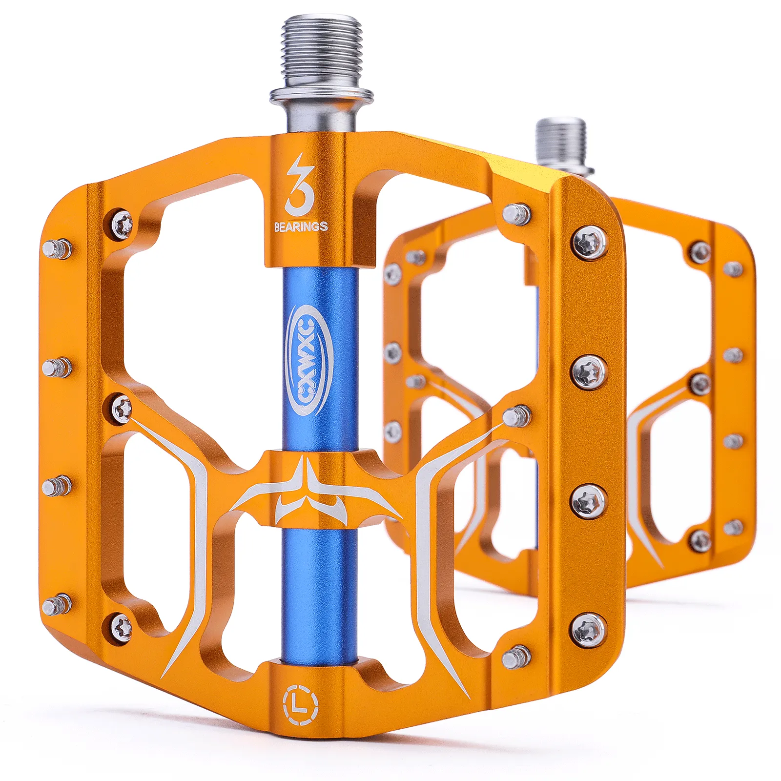 CXWXC Road/MTB Bike Pedals - 3 Bearings 9/16” Aluminum Alloy Bicycle Pedals - Mountain Bike Pedal with Removable Anti-Skid Nails