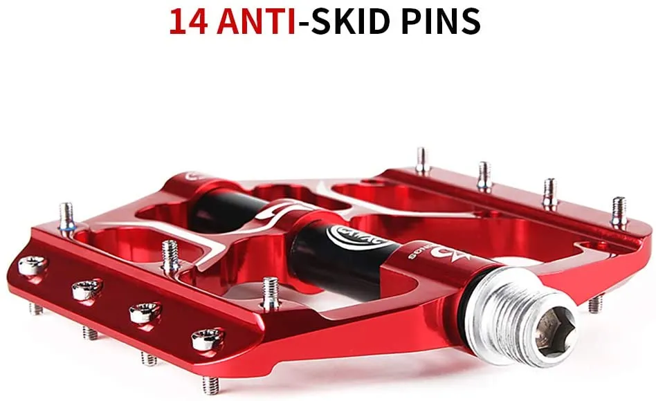 CXWXC Road/MTB Bike Pedals - 3 Bearings 9/16” Aluminum Alloy Bicycle Pedals - Mountain Bike Pedal with Removable Anti-Skid Nails