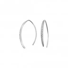 Dew Silver Curved Pave Thread Through Cubic Zirconia Earrings 5399CZ018
