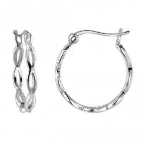 Dew Sterling Silver Detailed 18mm Hoop Earrings 66815HP027