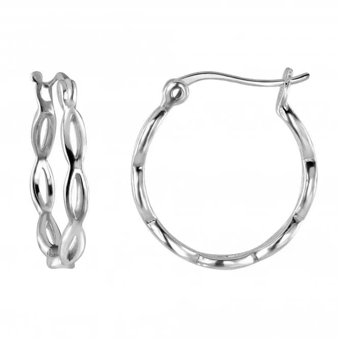 Dew Sterling Silver Detailed 18mm Hoop Earrings 66815HP027