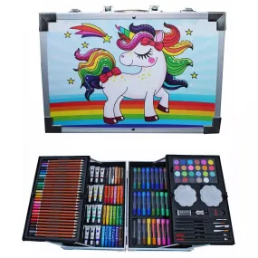 Drawing set "Suitcase of creativity" with paints, in an aluminum case, unicorn, coloring pencils markers paints for children Tool kit sets hand tools Paint - Blue