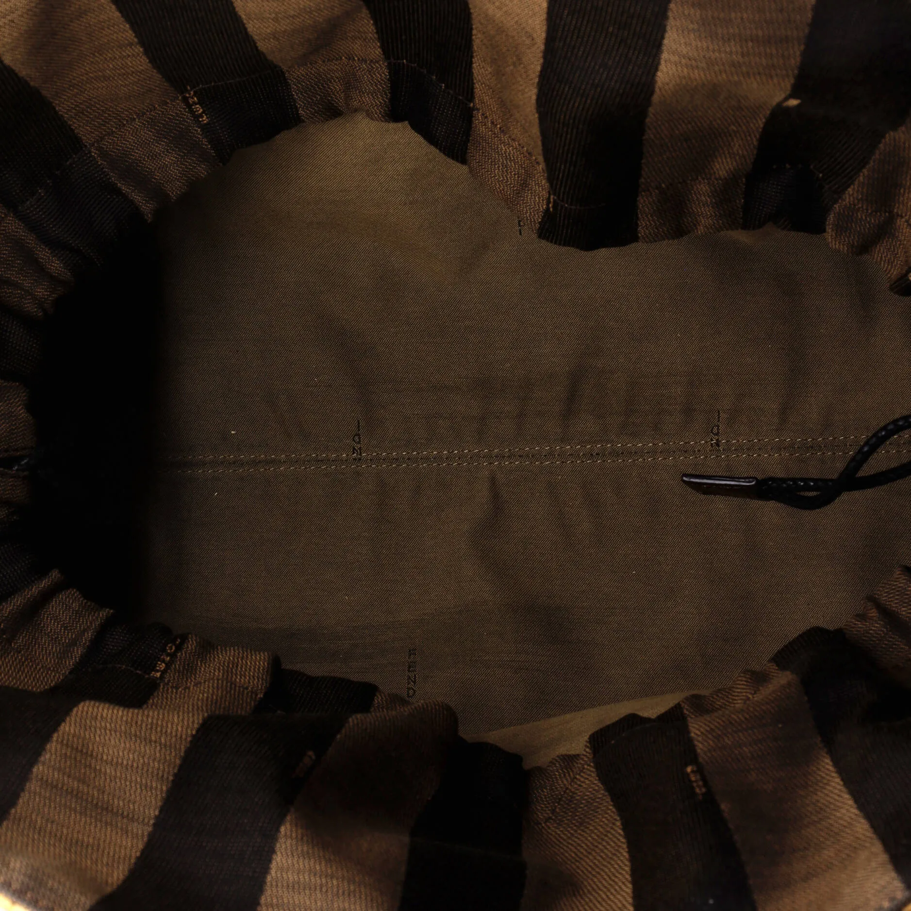 Drawstring Basket Tote Raffia with Pequin Canvas Interior