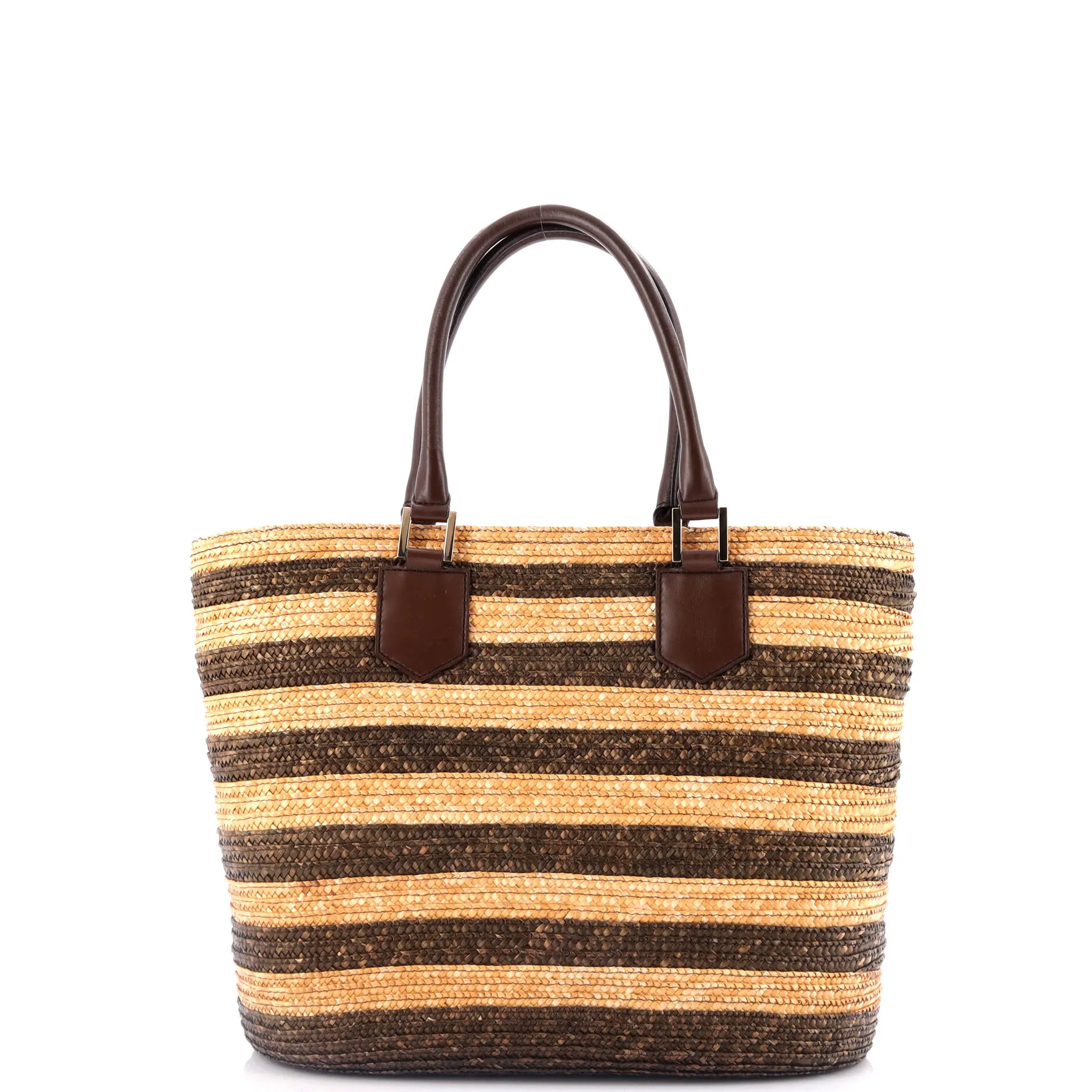 Drawstring Basket Tote Raffia with Pequin Canvas Interior