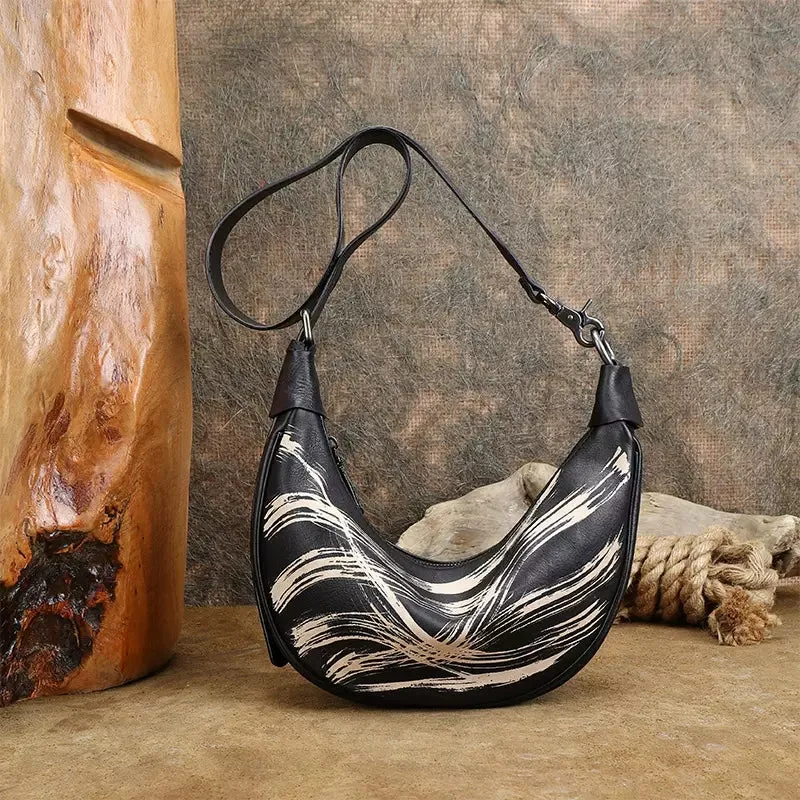 Elegant Womens Designer Chest Bag Black Leather Shoulder Bag