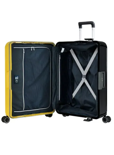 Eminent Vertica Hard Case Luggage Trolley Polypropylene Lightweight 4 Quiet Double Spinner Wheels With Tsa Lock B0006M Yellow Black
