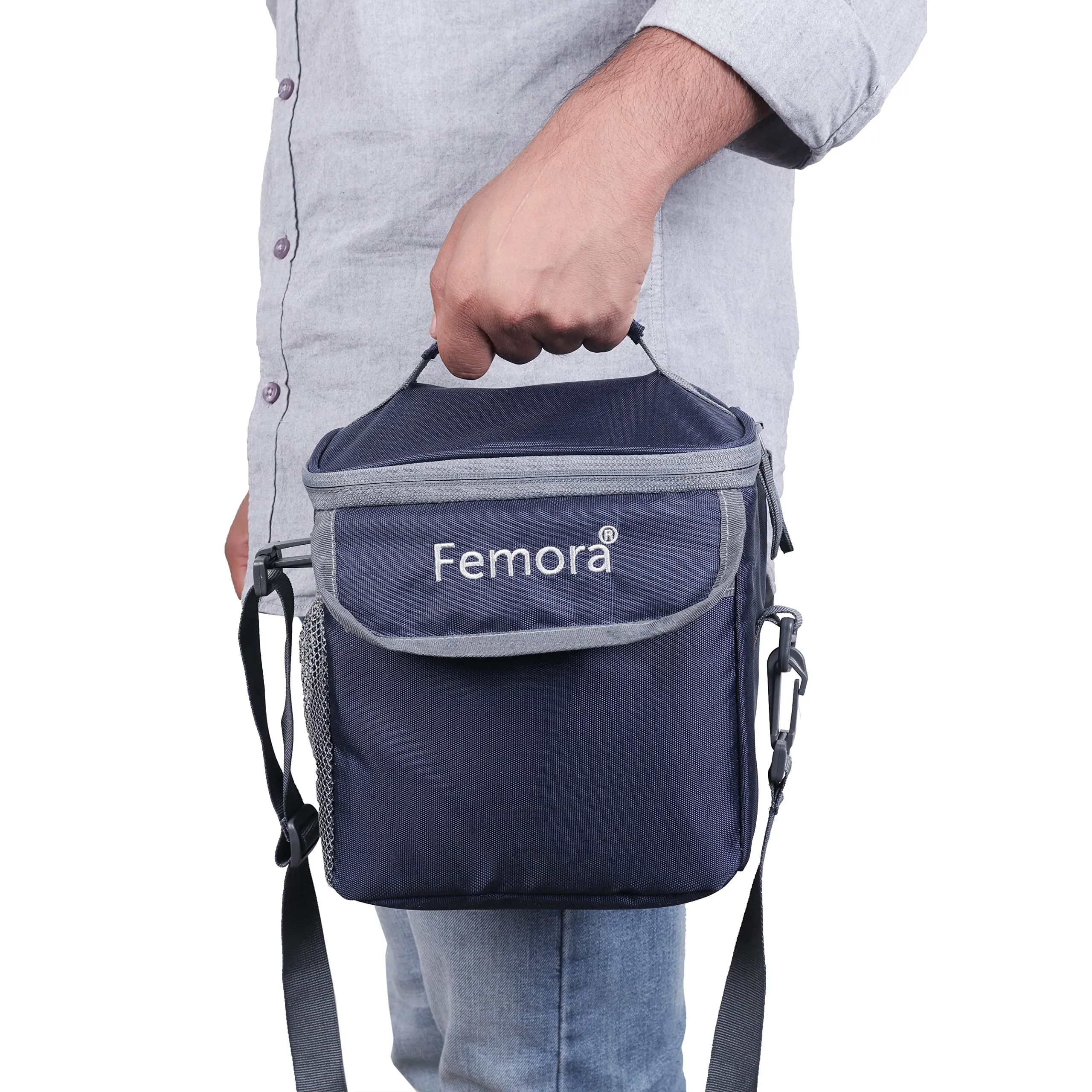 Femora Borosilicate Glass Microwave Safe Container Multipurpose Lunch Box for Office, Blue, Round 380 ml (2 Container)