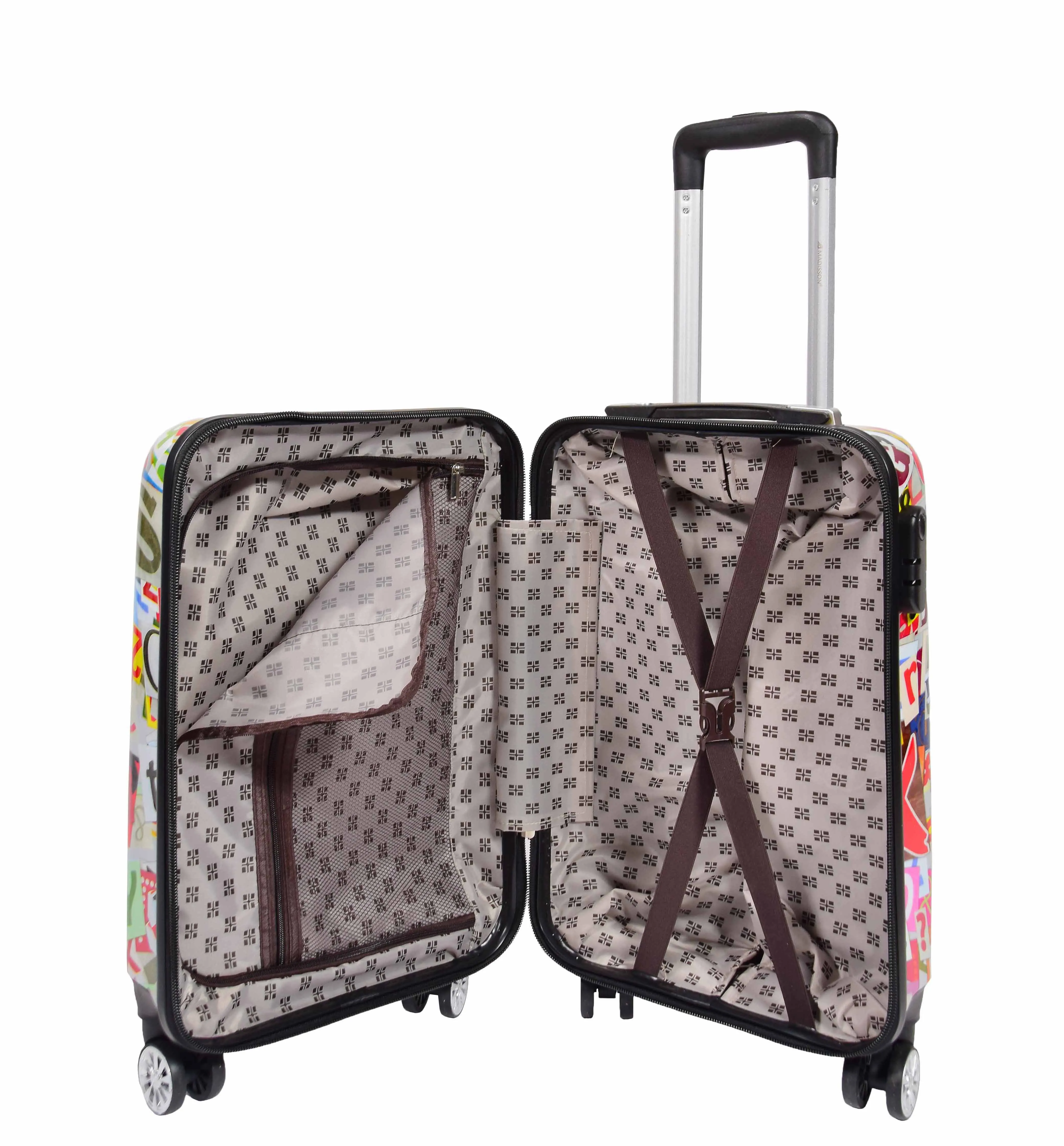 Four Wheels Hard Shell Alphabets Print Luggage Burgos