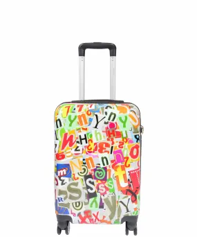 Four Wheels Hard Shell Alphabets Print Luggage Burgos