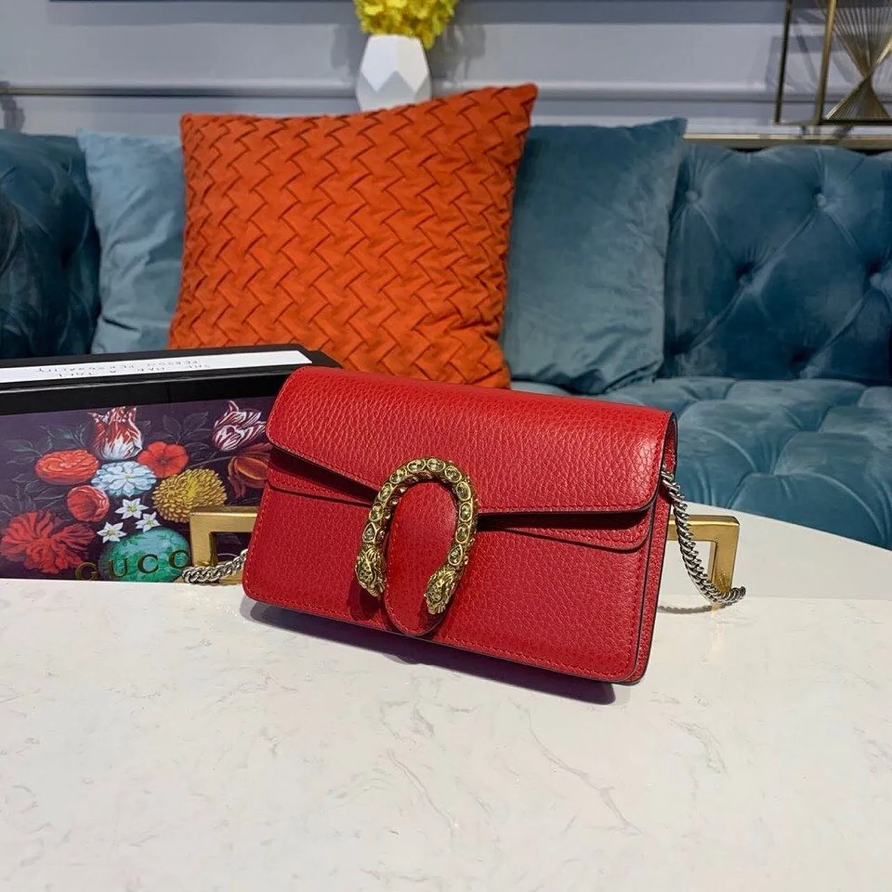 gg Dionysus Super Mini Bag Emerald Hibiscus Red Metal-Free Tanned For Women 6.5in/16.5cm gg 476432 CAOGX 8990