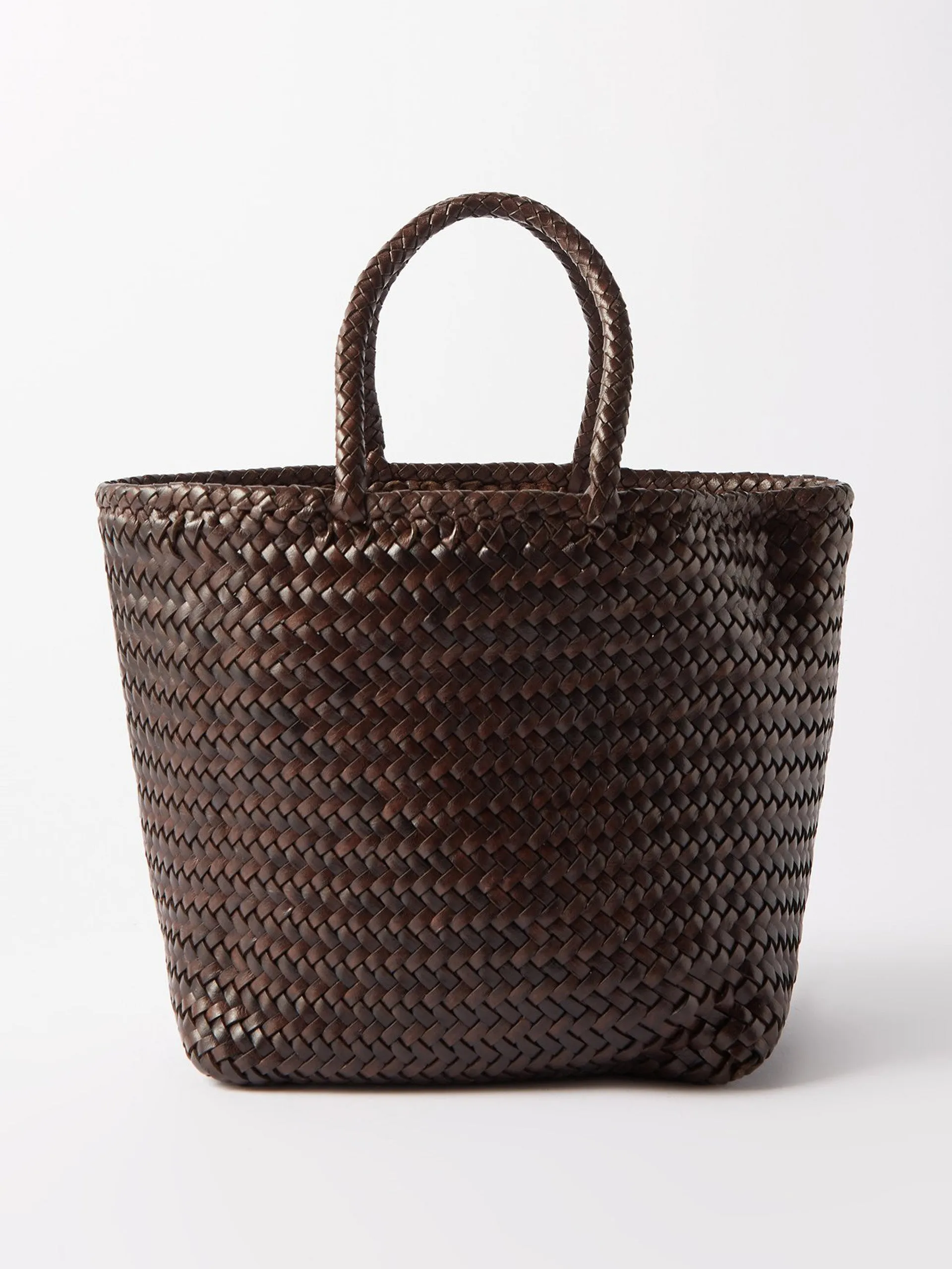 Grace small woven-leather basket bag