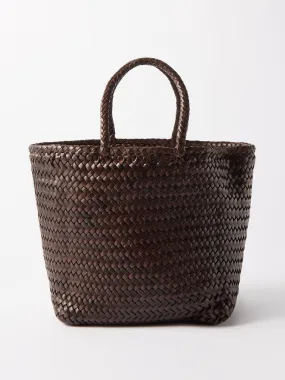 Grace small woven-leather basket bag
