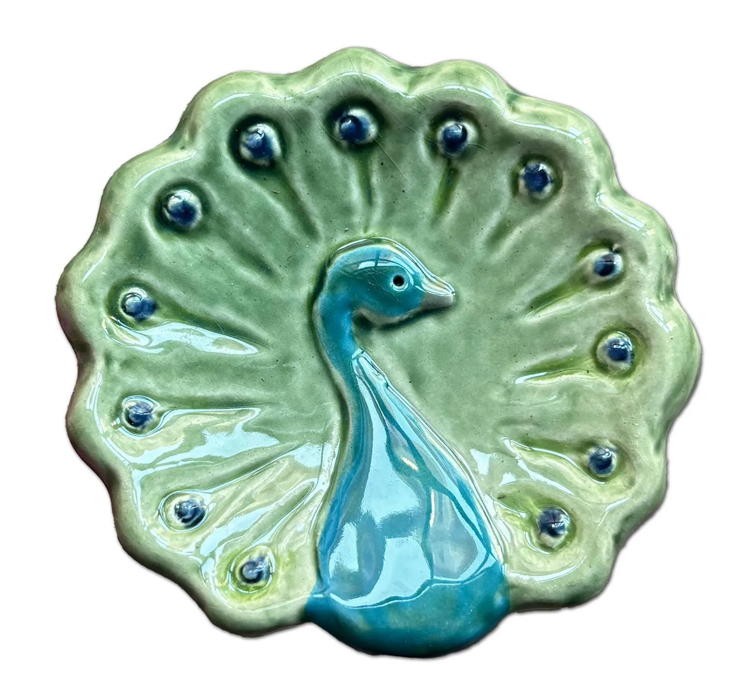 Handmade Colorful Ceramic Peacock Trinket Dish