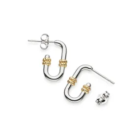 Kit Heath Marina Rope Bar Link Golden Semi Hoop Studs 41092GRP