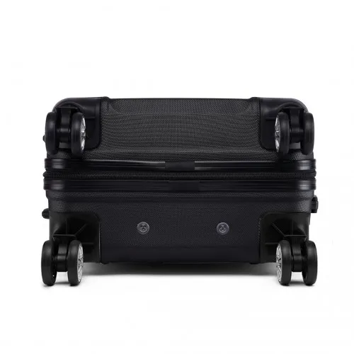 Kono ABS Sculpted Horizontal Design 3 Piece Suitcase Set - Black | Lightweight & Durable Luggage