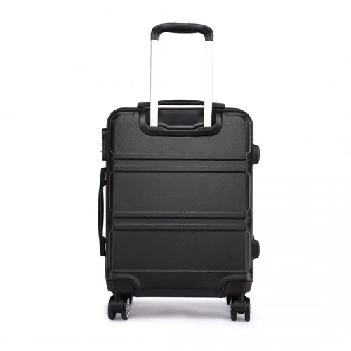 Kono ABS Sculpted Horizontal Design 3 Piece Suitcase Set - Black | Lightweight & Durable Luggage