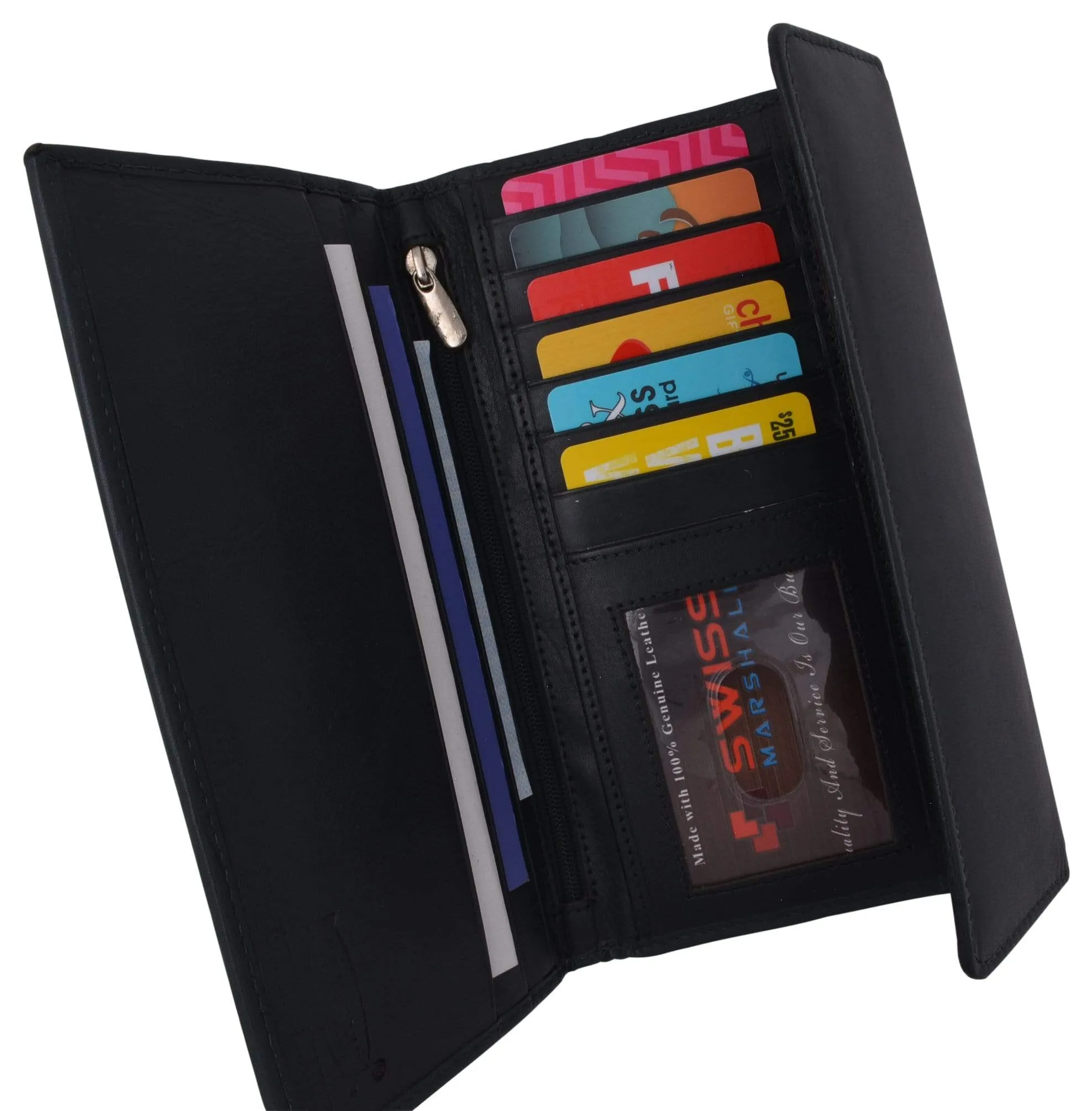 Ladies RFID Blocking Genuine Leather Long Clutch Credit Card ID Wallet