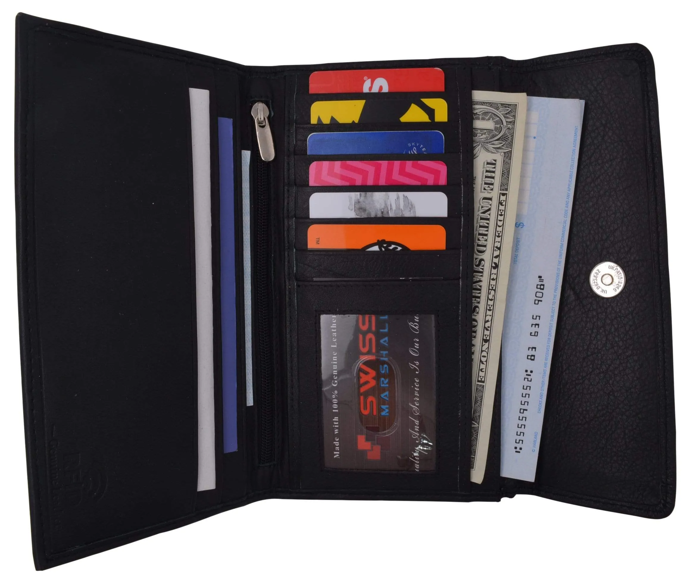 Ladies RFID Blocking Genuine Leather Long Clutch Credit Card ID Wallet