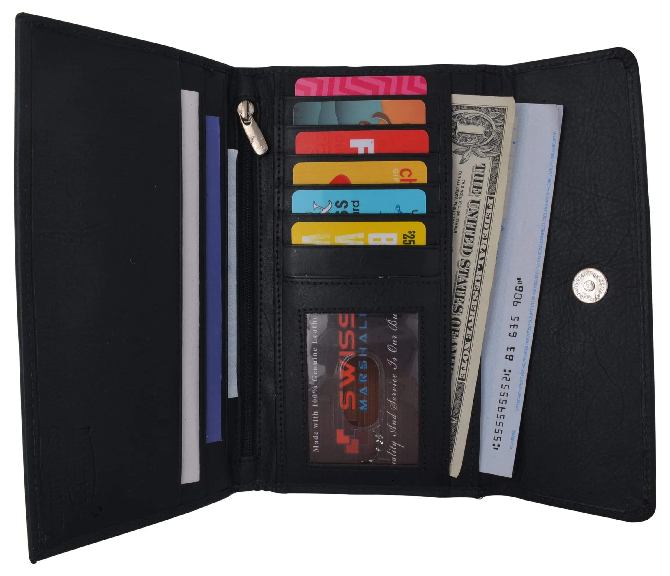 Ladies RFID Blocking Genuine Leather Long Clutch Credit Card ID Wallet