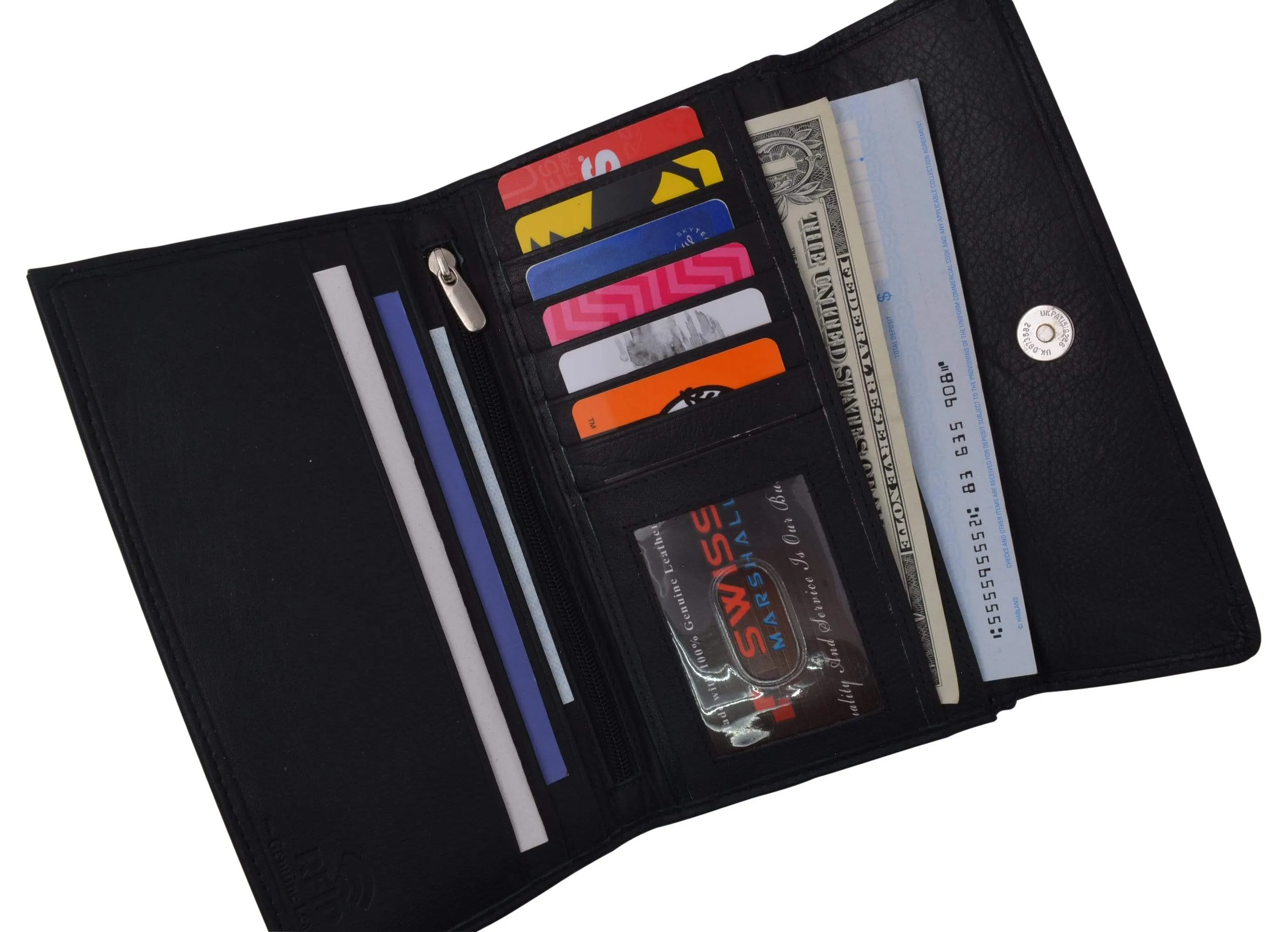 Ladies RFID Blocking Genuine Leather Long Clutch Credit Card ID Wallet