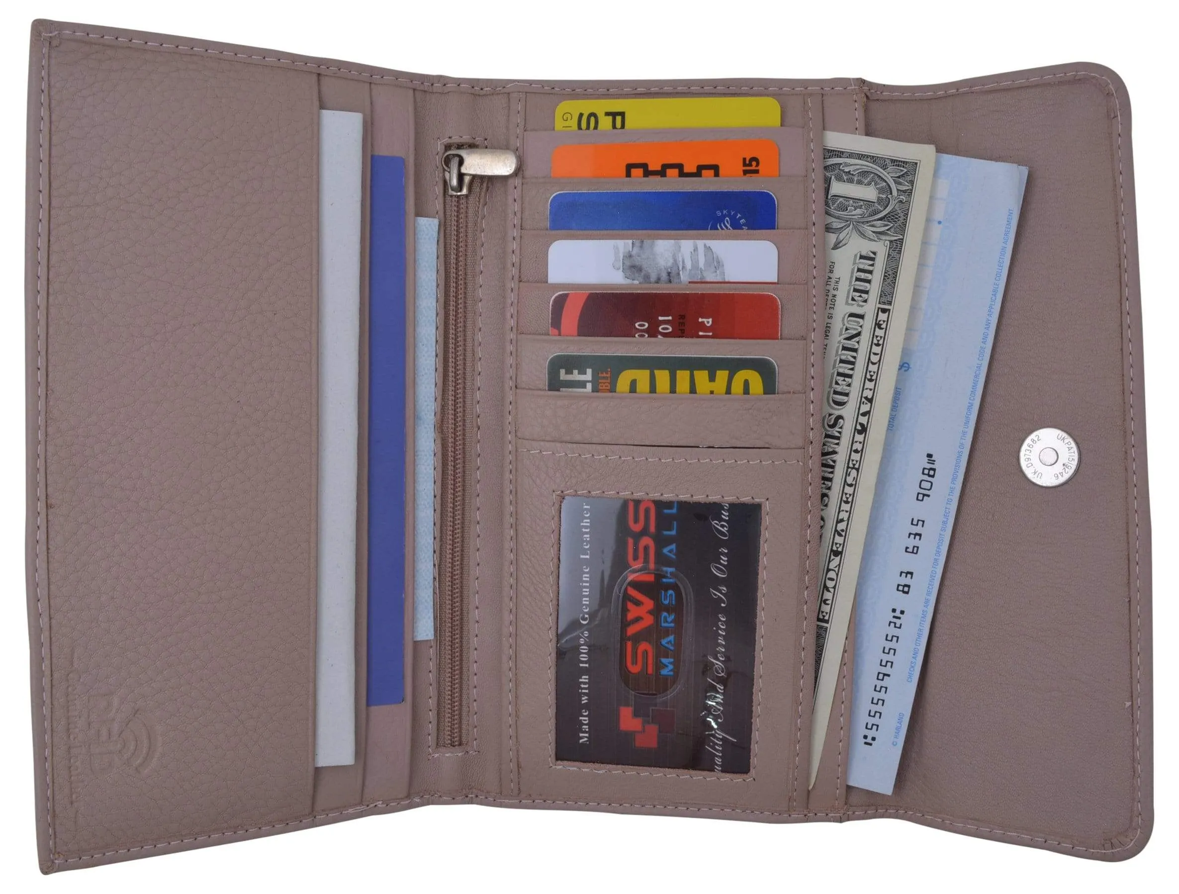 Ladies RFID Blocking Genuine Leather Long Clutch Credit Card ID Wallet