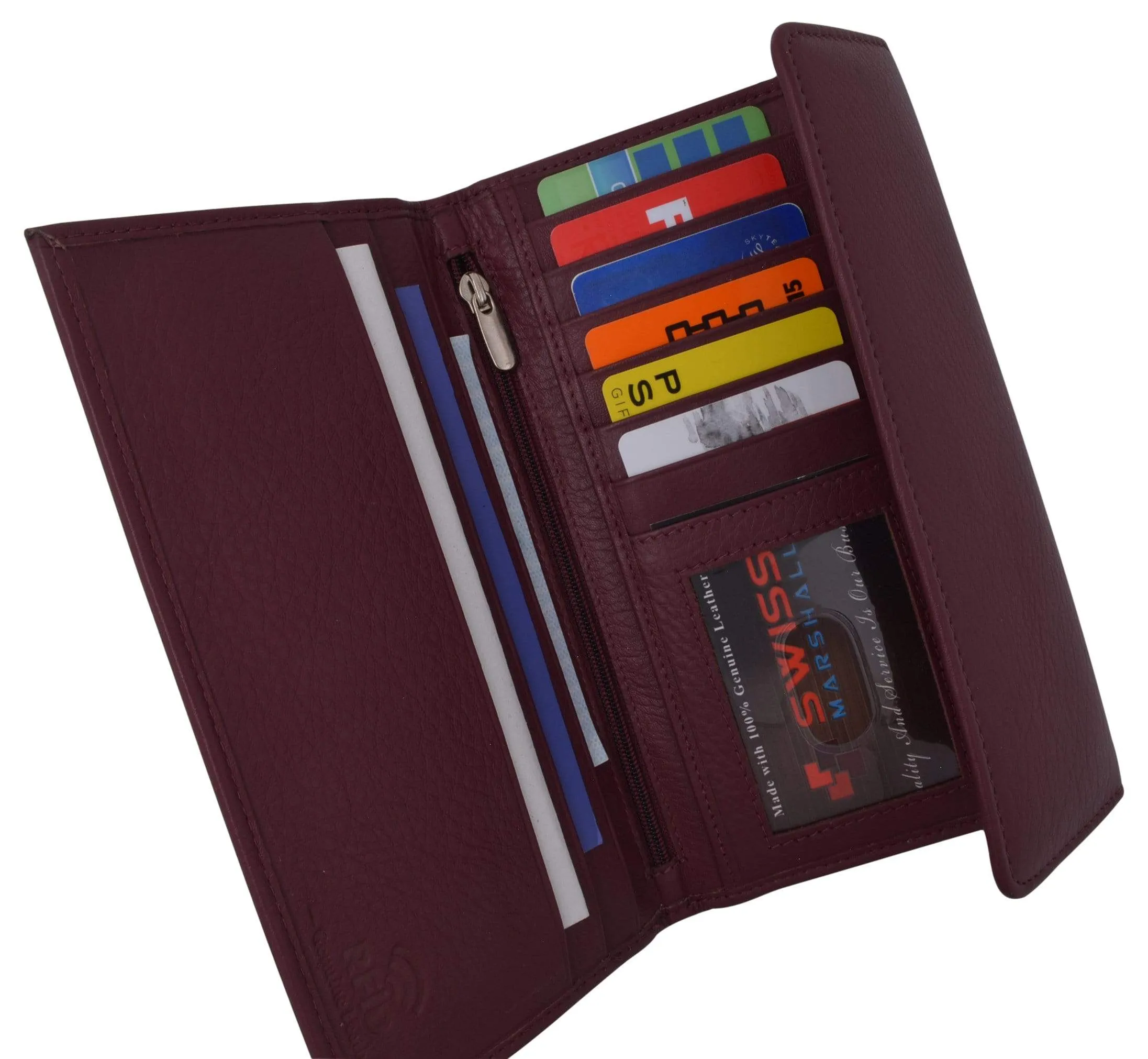 Ladies RFID Blocking Genuine Leather Long Clutch Credit Card ID Wallet