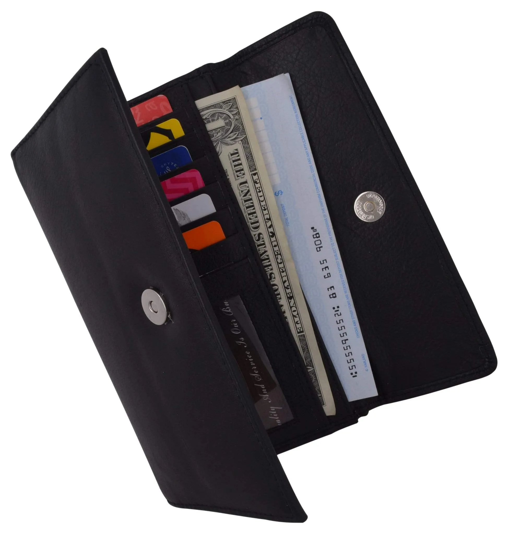 Ladies RFID Blocking Genuine Leather Long Clutch Credit Card ID Wallet