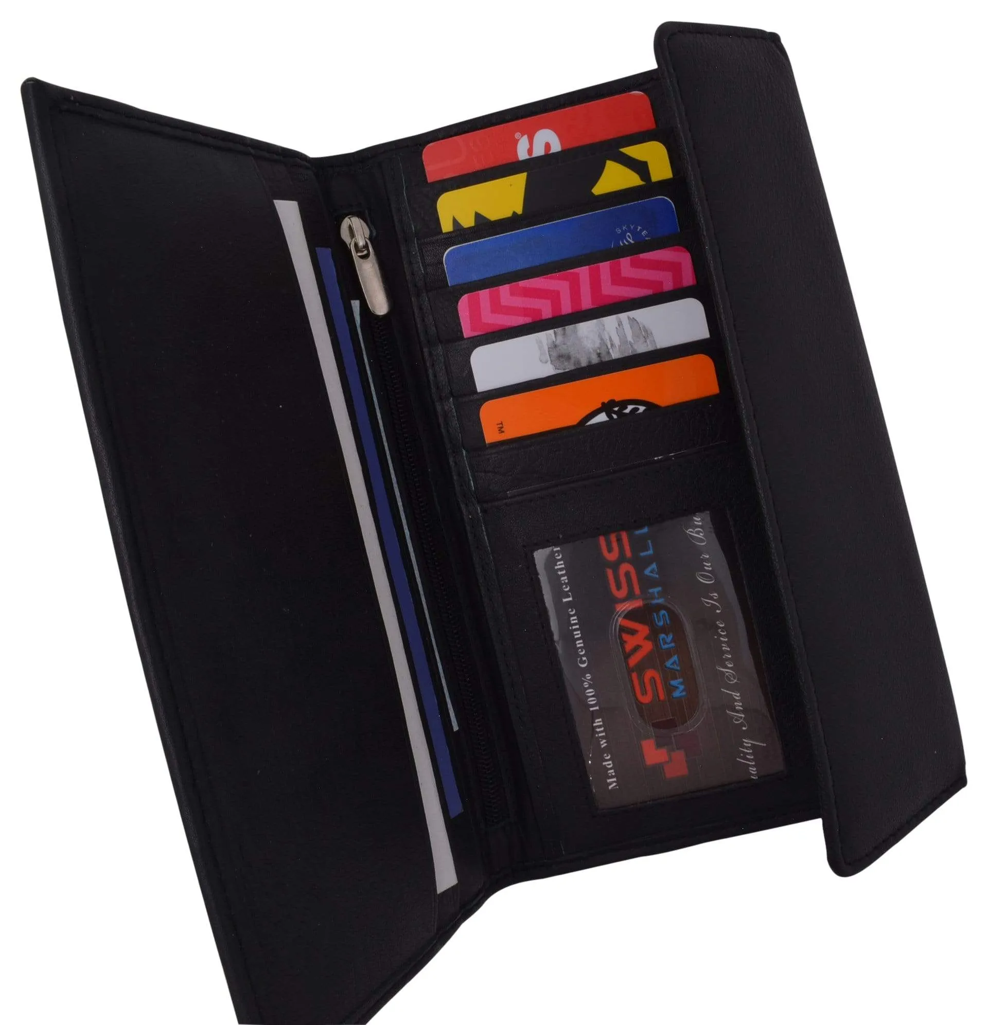 Ladies RFID Blocking Genuine Leather Long Clutch Credit Card ID Wallet