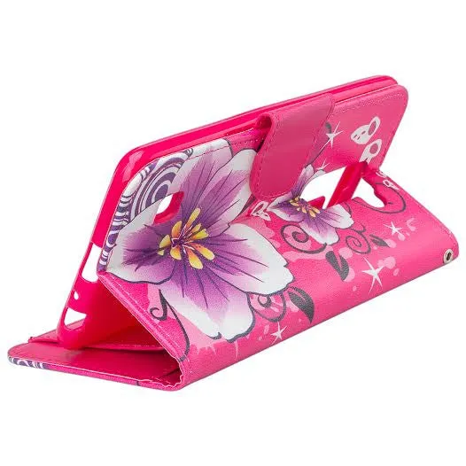 LG Stylo 2 Case, LG Stylo 2 V Wallet Case [Kickstand] Pu Leather Wrist Strap Wallet Case w/ ID & Card Slots & Pocket - Hot Pink Orchid