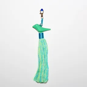 Light Green Bird Tassel with Blue-Green Tail