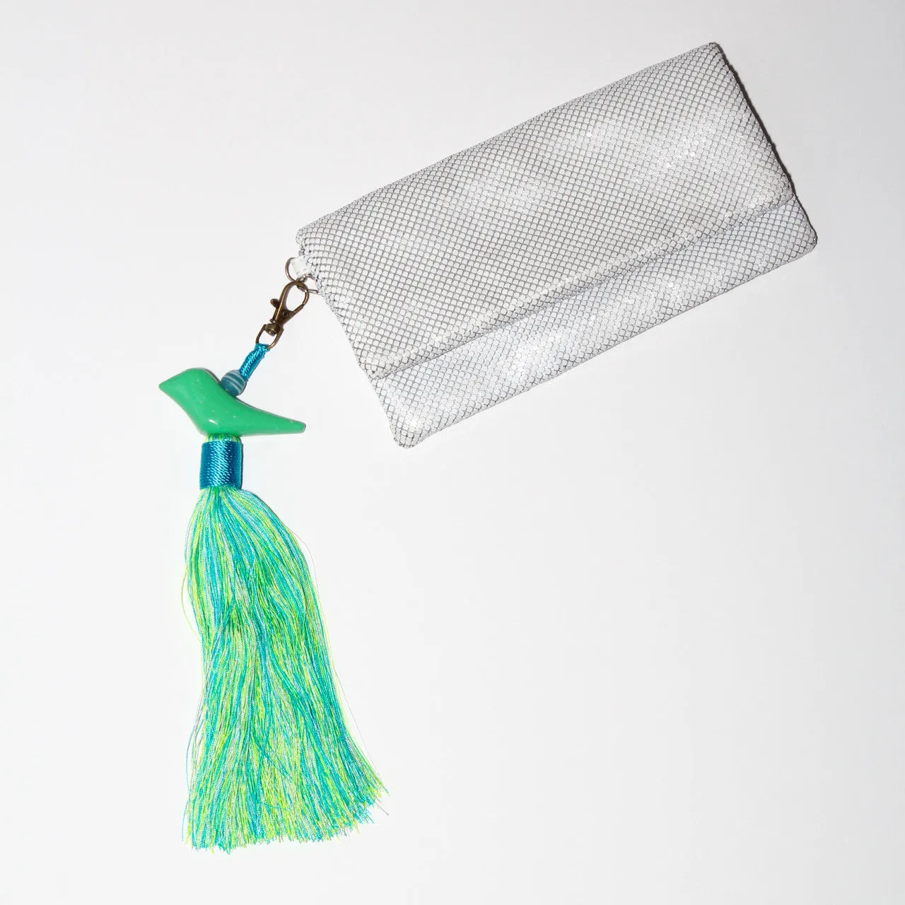 Light Green Bird Tassel with Blue-Green Tail