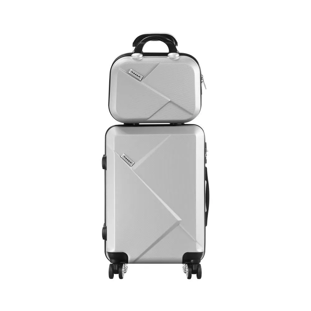 Mazam 2PCS Luggage Set TSA Lock Hard Case Silver